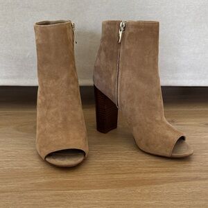Sam Edelman Tan Peep-Toe Heeled Boots